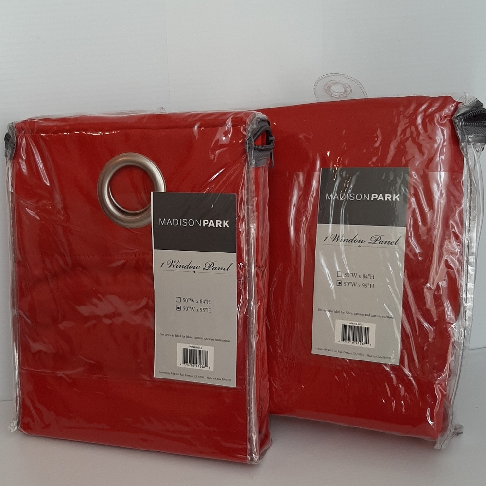 2 **Madison Park 50" x 95" Red Curtain Panels Polyester  (2 panels)